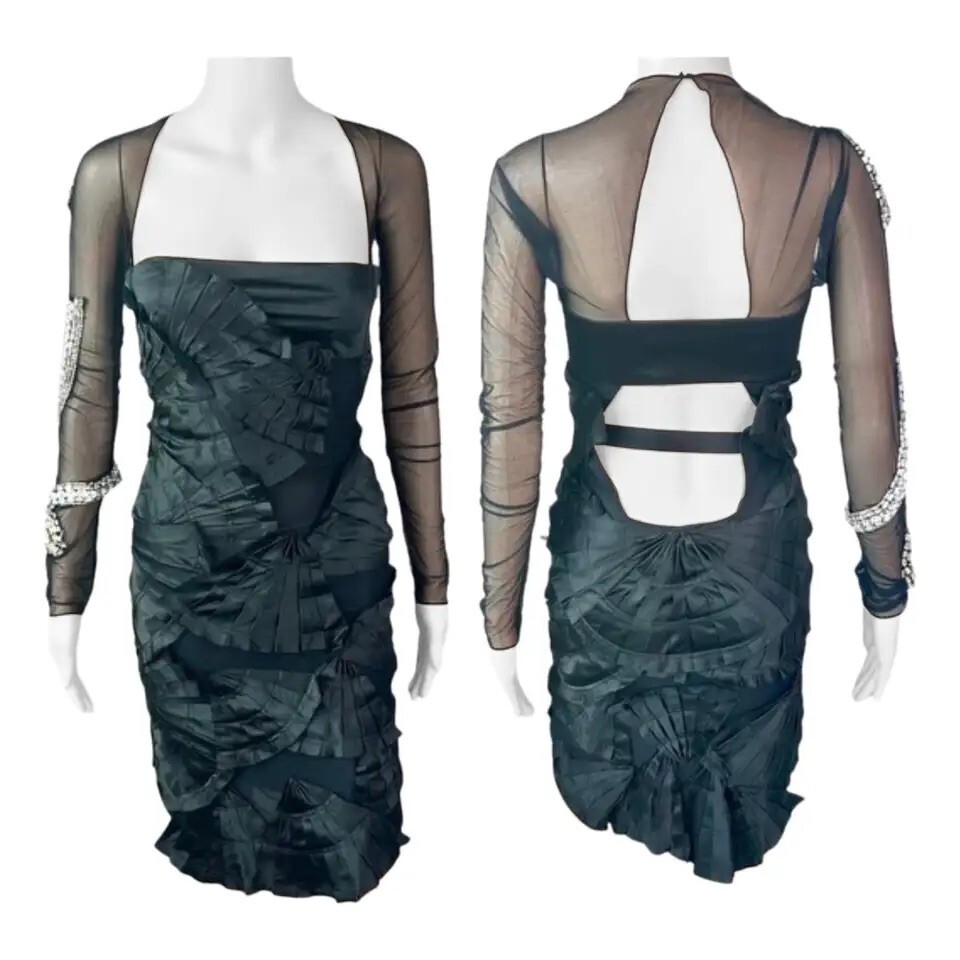 Tom Ford for Gucci S/S 2004 Runway Embellished Snake Sheer