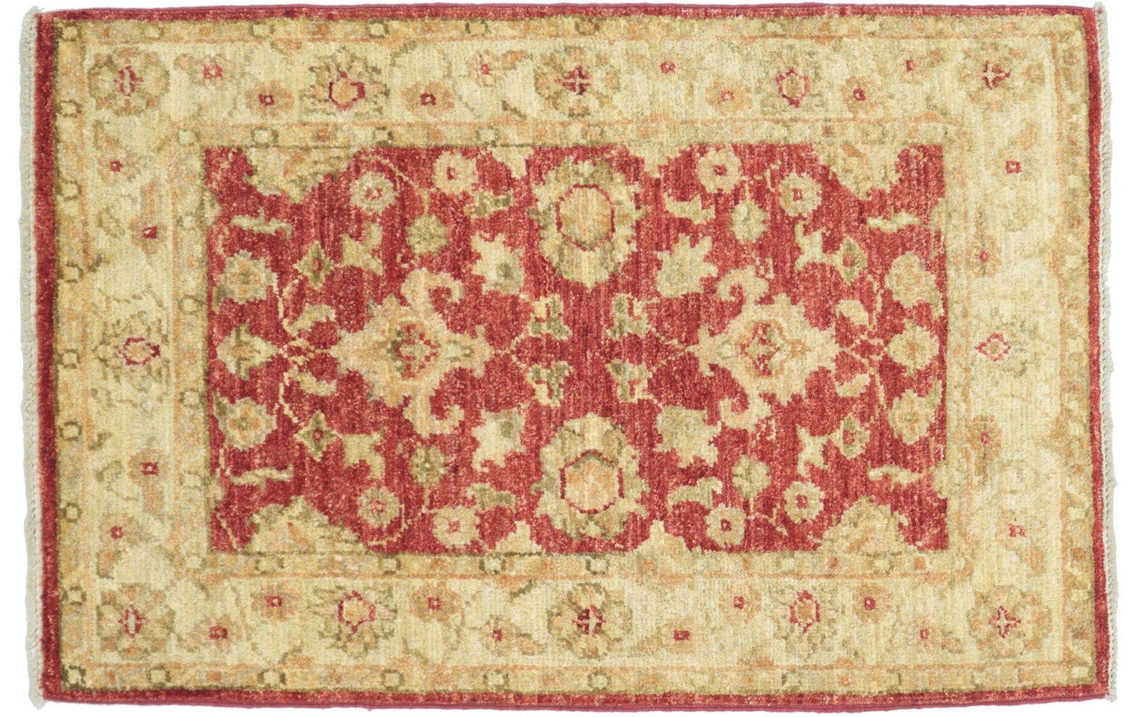 Afgano Chobi Alfombra Ziegler 60x90 Anudada a Mano Rojo Floral Oriente Corto J