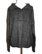 Old Navy Sweater Cardigan Men's Large L Charcoal Grey Double Button Collared NEW