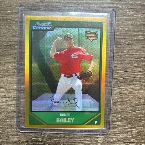 2007 Bowman Chrome Homer Bailey Rookie Gold Refractor Auto /50