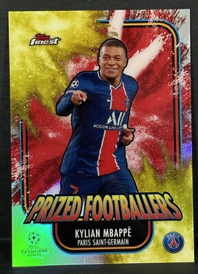 2020-21 Topps Finest UCL PSA Kylian Mbappe Prized Footballers Yellow Red Fusion
