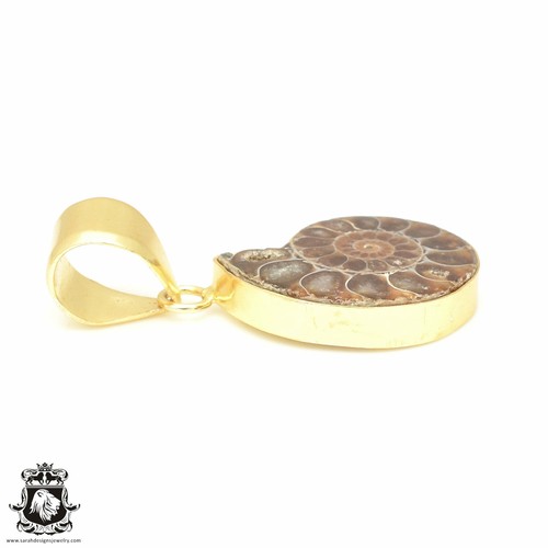 Ammonite 24K Gold Plated Pendant 3mm Snake Chain GPH679 - Picture 5 of 10