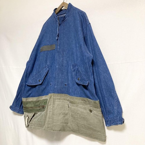 Ink x Orslow x Nakatsu 3 Remake Denim Pullover Smock Free Size Japan Unique Used - Picture 10 of 12