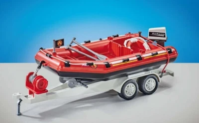 Playmobil Feuerwehr - Schlauchboot 9845 Neu & OVP Anhänger mit Boot - Bild 1 von 2