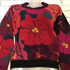 VTG Peruvian Connection Floral Art to Wear Handmade 100 Alpaca Sweater Size L
