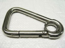 Stainless Steel Asymmetric Carbine Hook with Eyelet 6MM x 58MM (Wire Rope)