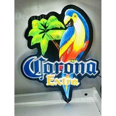 Corona Extra Parrot Palm Tree 20''x16'' 3D LED Neon Beer Bar Sign Display Light La