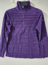 Columbia Sweatshirt Womens M Purple Glacial 1/4 Zip Fleece Striped Outdoor Hike