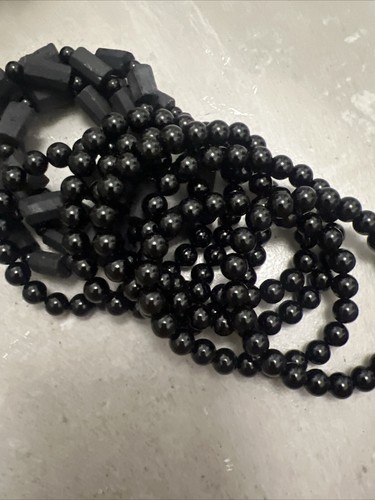 Natural AAA Black Tourmaline Chakra Bracelet Raw Stone 8 mm Beads Bracelet - Picture 2 of 6