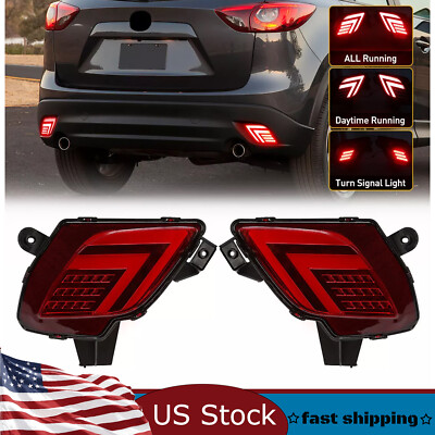 For Mazda CX-5 2013-2016 LED Rear Bumper Reflector Driving Brake Light Fog Lamp