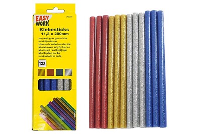 EASY WORK  KLEBESTICKS FARBIG MIT GLITZER, 12-TLG., 11,2 X 200 MM