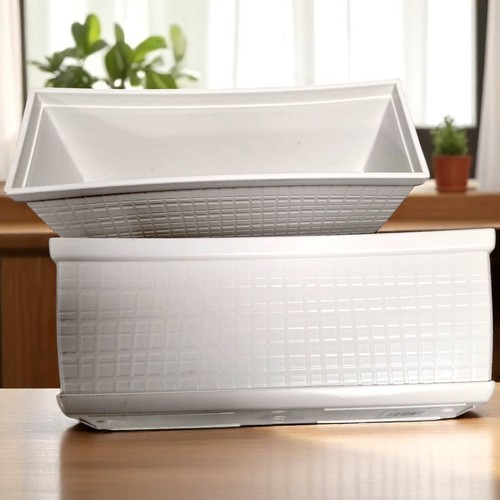 Window Box Planter 13" Cotton White Garden Pot - 3 Pack / 8 Pack - Picture 21 of 34