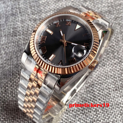 36mm/39mm NH35A Two Tone Automatic Men Watch Grey Sunburst Dial Rose Gold Bezel
