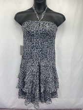 Ann Taylor 100% Silk Tiered Ruffle Halter Tie Dress Petite Women Sz 8P NWT