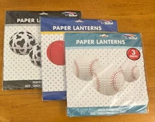 Hanging Paper Lanterns Set - 10" diam, 6 Pieces Baseball/Basketball/Animal Theme