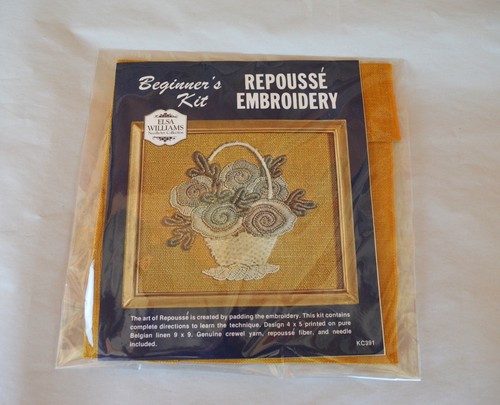 Elsa Williams NeedleArt Beginner Repousse Embroidery Kit KC391 Flowers in Basket - Picture 2 of 8