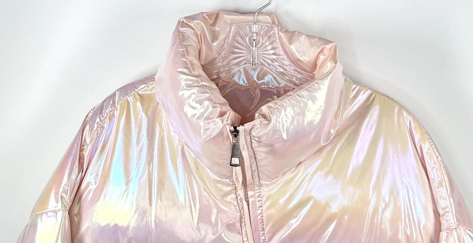 Chaqueta J.ING Rosa Iridiscente Puffer Forrada Edredón Cordón Colorida Para Mujer Talla L Foto 3 de 4
