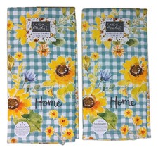 Juego de 2 toallas de cocina a cuadros azules Girasoles Forever HOME de Kay Dee Designs