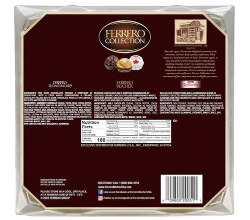 Ferrero Rocher, 24 unidades, Premium Gourmet Surtido Avellana Leche Chocolate, Dar - Imagen 7 de 7