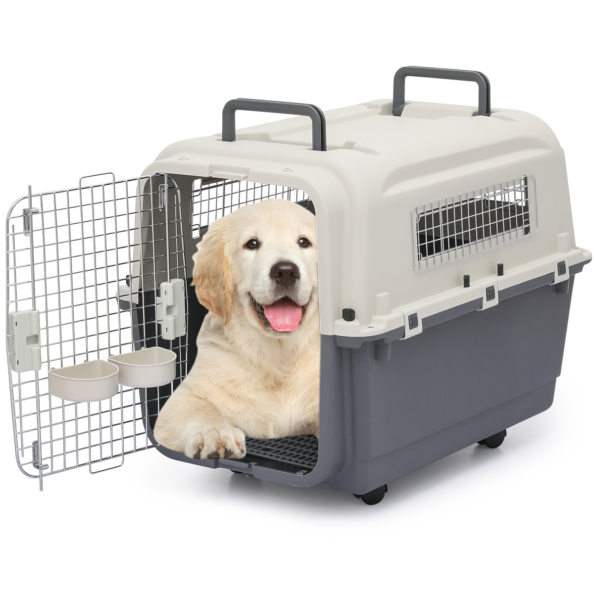 Travel Crates For Dogs Collapsible Hard-Sided Dog Crate, 2-Door