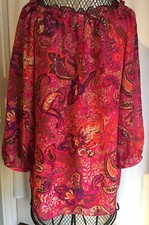 Chaps by Ralph Lauren Misses Chiffon Paisley Georgette Blouse Cami Top L Pink 