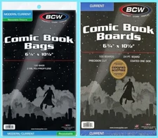 100 BCW CURRENT COMIC BOOK RESEALABLE BAGS & BACKING BOARDS Clear Archive Modern