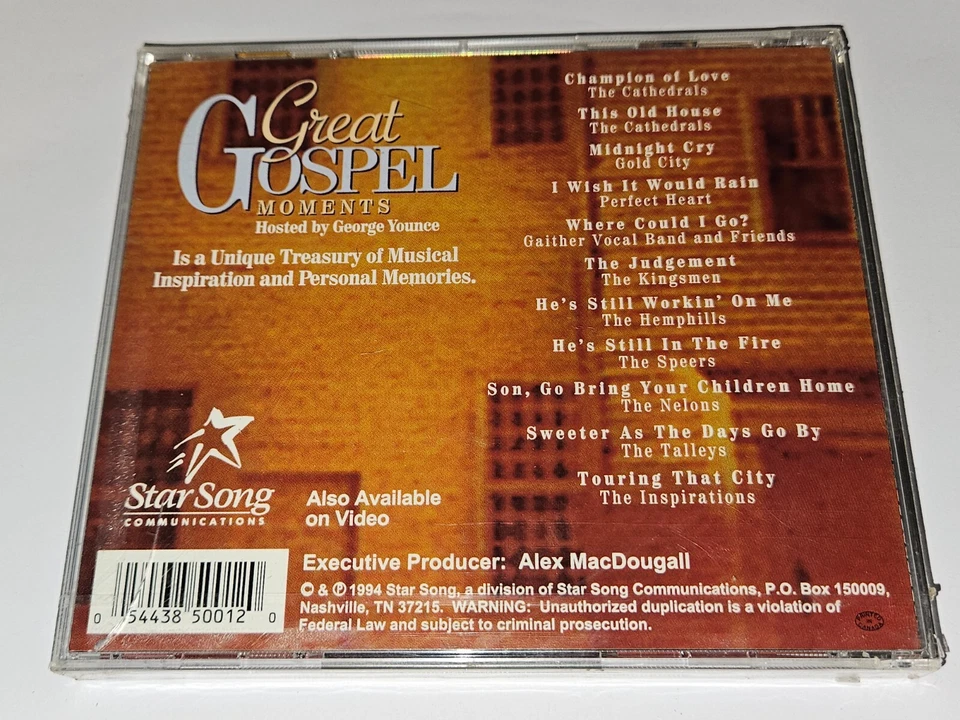 *NEW/SEALED* Great Gospel Moments Hosted by George Younce CD 1994 Star Song Foto 2 de 3