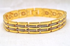 CLEARNACE SALE MENS 8.5 IN GOLD  SILVER MAGNETIC THERAPY LINK BRACELET 
