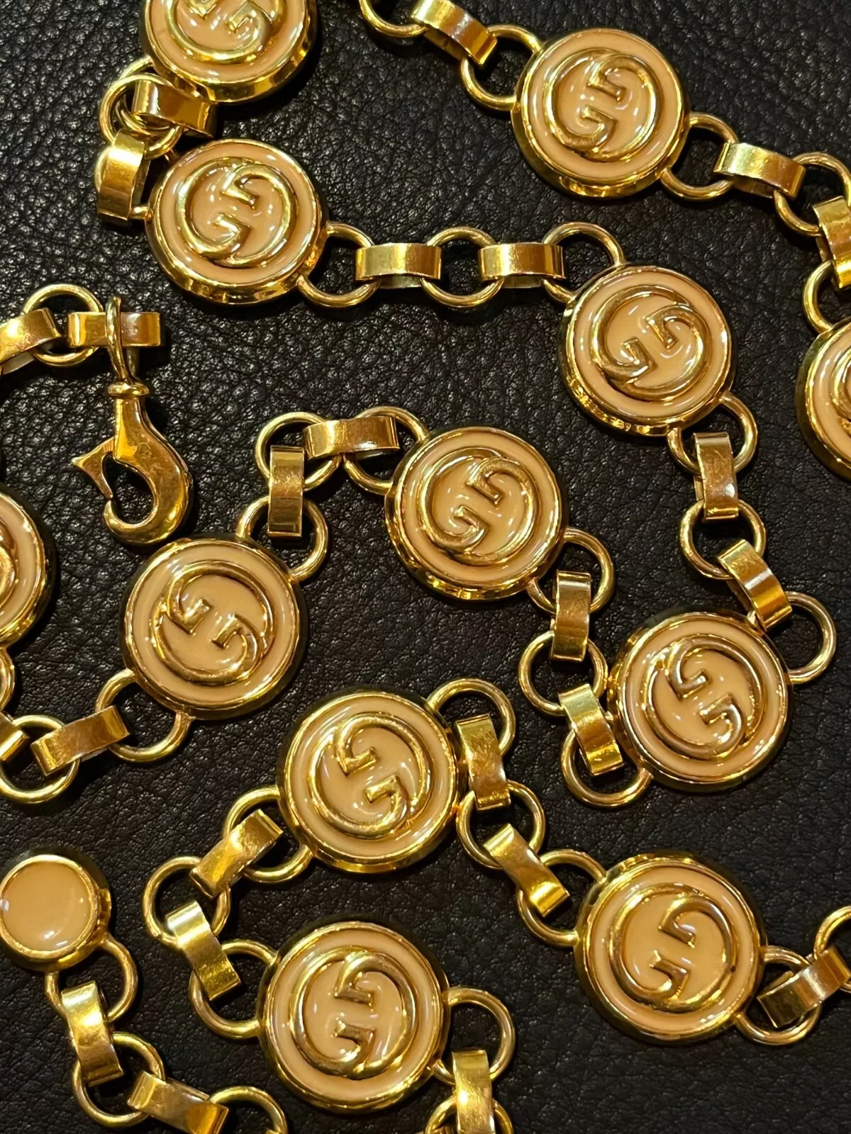 GUCCI BELT chaîne logo vintage ancien Gucci or GG collier pendentif tour de cou kenkenjp