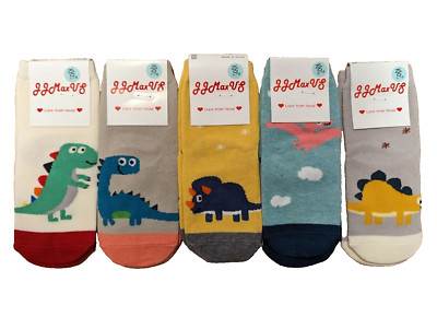 BULK 100 pairs Boys Dinosaur Design Cotton Blend Socks Random designs 3-5y size