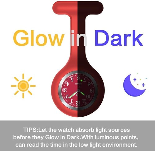 Nurse Watch with Glow Pointer in the Dark, Japanese Quartz, Nurse Fob Watch,Nurs - Picture 7 of 7