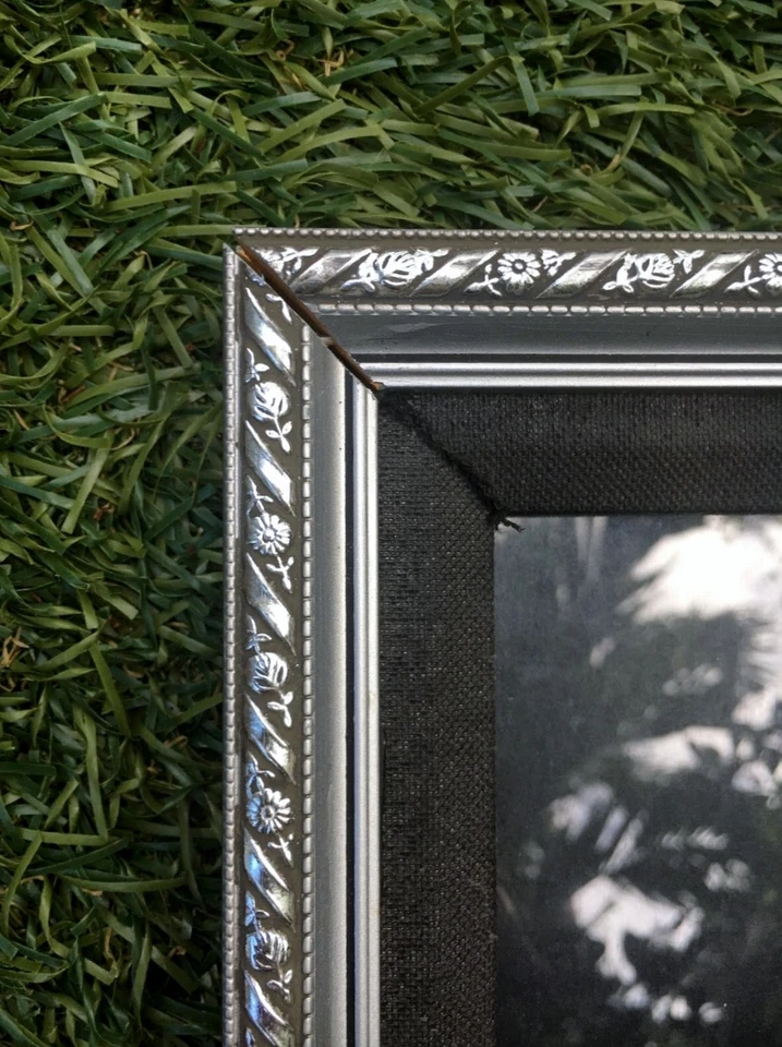 Arte de pared de madera con cuerda floral con marco plateado Hollywood Regency 12"x16" negro mate hágalo usted mismo Foto 4 de 4