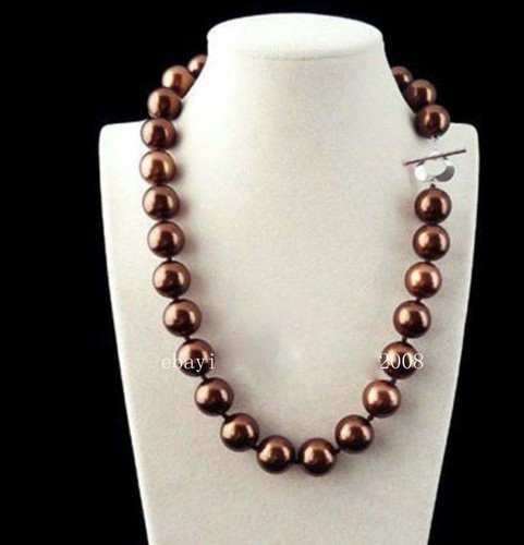 Gray Imitation Pearl Necklace 18" Gray South Sea Shell Pearl Necklace – 12/14mm Round Beads, Gold Plated, Handmade Mikimoto Pearl 12 - 18 In Necklace Fine Necklaces - Foto 5