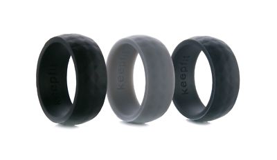 Men's Silicone Wedding Ring Band -  Hammered Rubber
