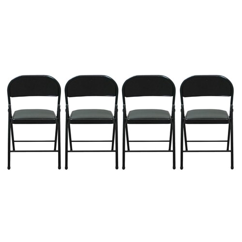 Folding Faux Leather Chairs - Padded Event Seats Conference Hall Guest Seating - Picture 45 of 79