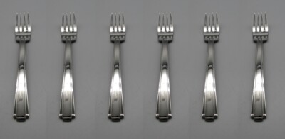 SET OF SIX - Oneida Stainless Flatware - ETAGE (GLOSSY)  -  Salad Forks * USA
