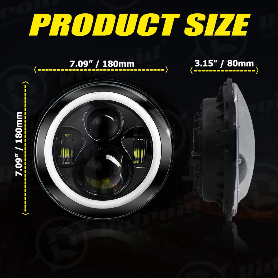 DOT 2PCS Fit chevrolet P10 P20 P30 Van 7"inch Round LED Headlights Headlamp KIT - Image 3 of 4