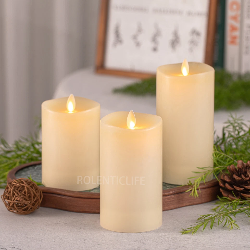 Luminara Flameless Battery Pillar Candles Remote Moving Flame Ivory Wax 3X6.5 - Image 2 of 4
