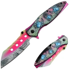8.5" DARK FANTASY BLADES EDC FOLDING POCKET KNIFE 420 STEEL BLADE PINK