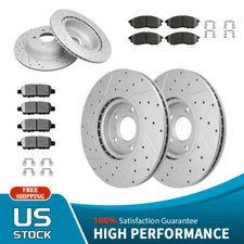 Front Rear Drilled Slotted Rotors + Pads for Infiniti G35 G37 M35 M45 QX50 370Z