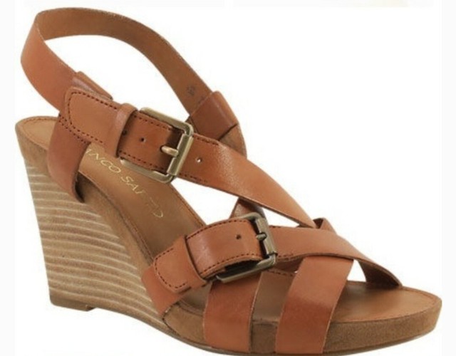 WOMENS FRANCO SARTO HALLIE BROWN LEATHER WEDGE SANDALS SHOES ~ 6 | eBay
