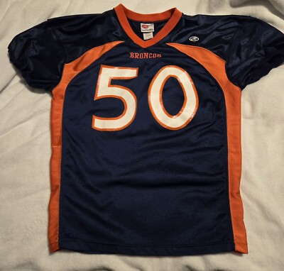Rawlings football jersey shirt Youth Size XL Navy Blue & Orange Broncos 
