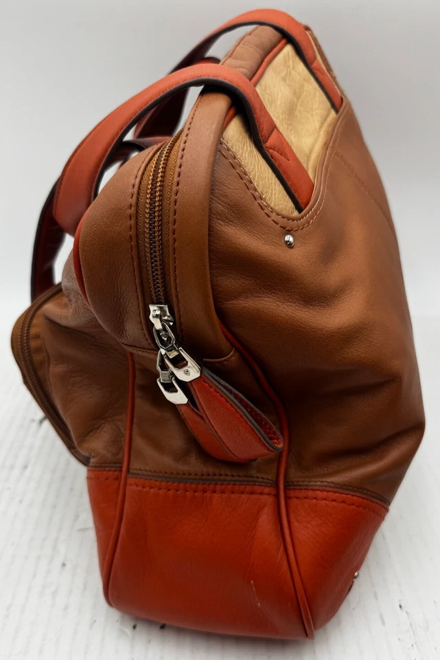 Bolso de hombro Levenger Raffinato de cuero marrón con cremallera para mujer Foto 4 de 4