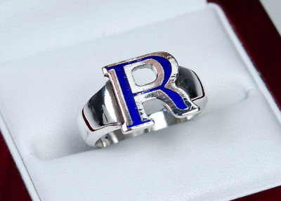 925 Silver - Vintage Men's Enamel Ring - Italy