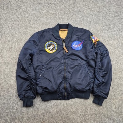 Alpha Industries Jacket Mens Medium Blue MA1 Bomber Apollo 100th Space Mission