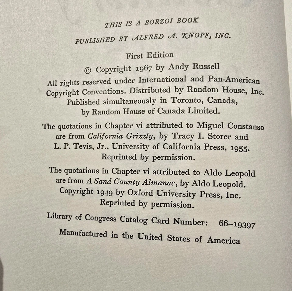 Grizzly Country Signed by Andy Russell - 1967 1st Edition Hardcover/ NW Bear 🐻 Foto 4 de 4