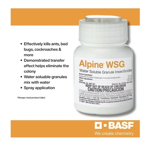 Alpine WSG gránulo soluble en agua 200 gramos hormigas pulgas chinches control de cucarachas Foto 2 de 2