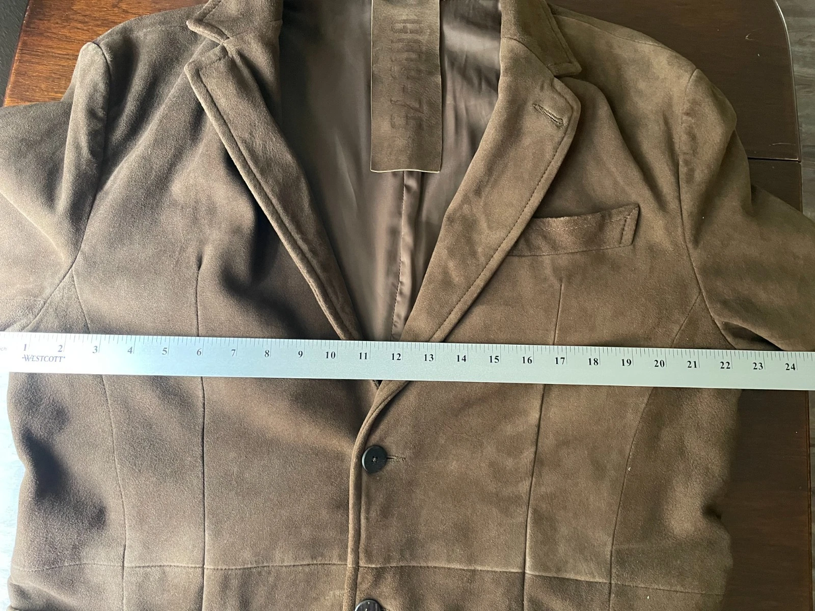 Gimo’s GMS-75 Brown Suede Leather Blazer Jacket Italy Fit See Measurements - product detail image 14