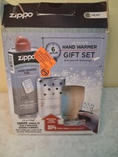 Zippo 6 Hour Chrome Hand Warmer & Hand Warmer Fuel Gift Set & vtg lighter S2