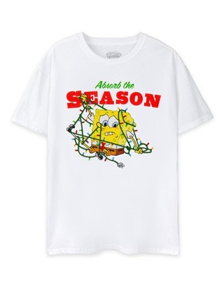 SpongeBob SquarePants Weiß Absorb the Season Kurzärmeliges T-Shirt Unisex Erwach